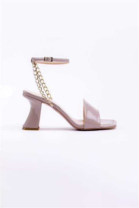Nervia Pudra Bilekten Zincirli Topuklu Sandalet