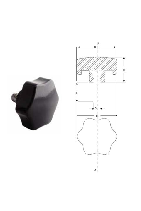 YİSA Çap-70 Metrik-12 Civata Boyu-45 Bakalit Yıldız Civatalı-25 Ad.