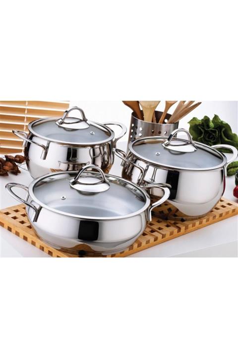 gülsan Gizem 3 lü Tencere Takımı 6 Parça