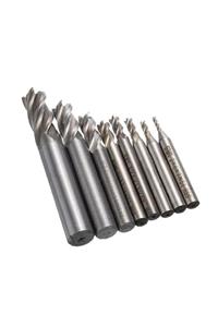 Profisher Hss Düz Shank 4 Flüt End Mill Kesici Cnc Uç 8 Li Set 2mm-12mm