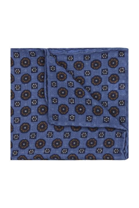 Tommy Hilfiger Erkek Mavi Kravat Wool Double Pocket Square TT0TT03994