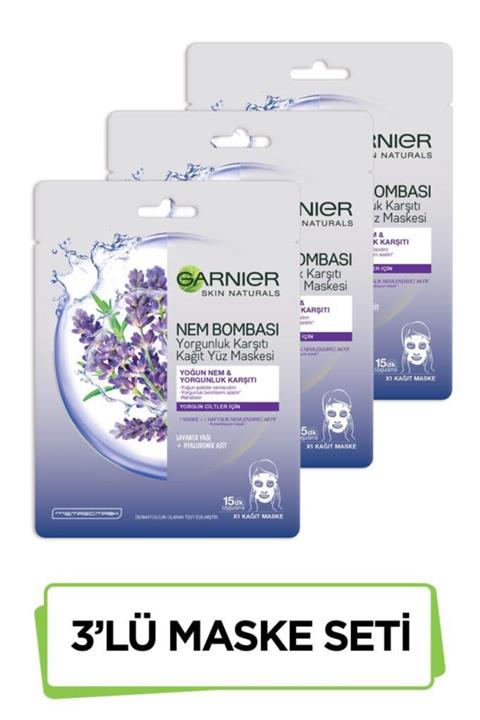 Garnier Nem Bombası Yorgunluk Karşıtı Kağıt Yüz Maskesi 3'lü Set