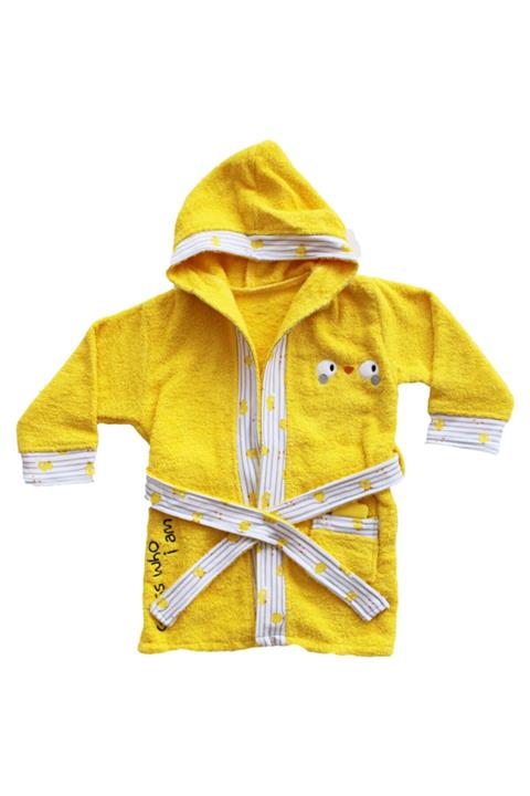 bebegen Çocuk Sarı Civciv Baskılı Bornoz