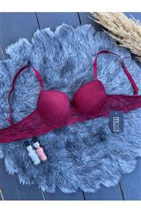 MOOİ Kadın Bordo Dolgulu Soft Lace Tekli Sütyen