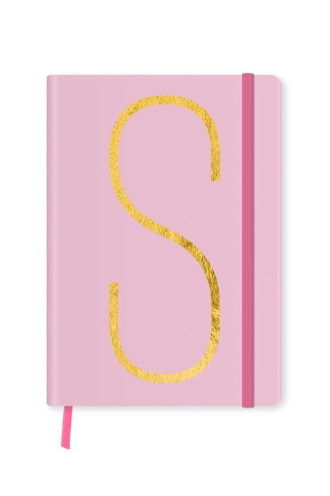 Fabooks Pembe Monogram Harf Baskılı Defter-S