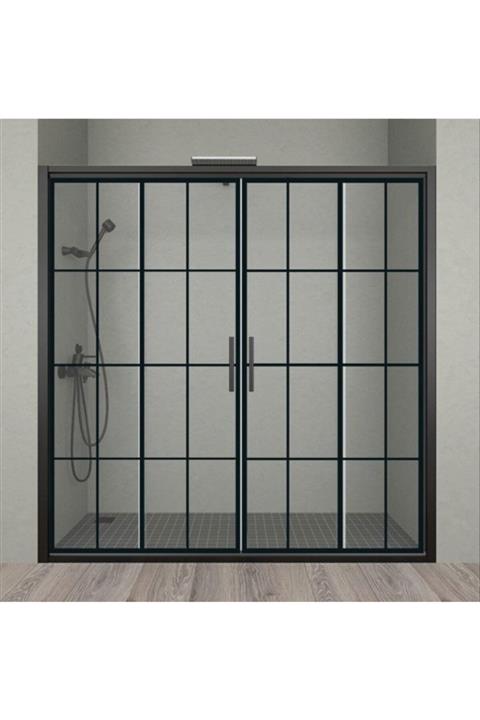 Duşakabincim 138 Cm Sürgülü Çift Kapılı Siyah Kabin