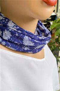 Artikel Lacivert Etnik Desenli Buff Bandana, Baf Boyunluk, Saç Aksesuarı