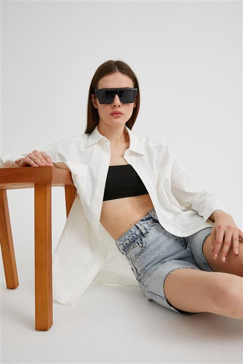 Koton Kadın Beyaz Sirt Detayli Tunik