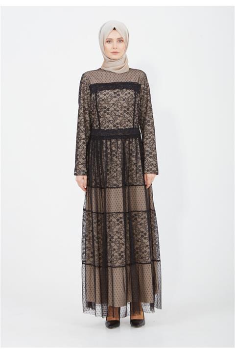 Setrms Yakası Dantel Taşlı Günlük Abiye