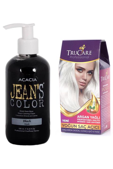 Trucare Saç Açıcı Ve Acacia Jeans Color Saç Boyası Siyah 250ml