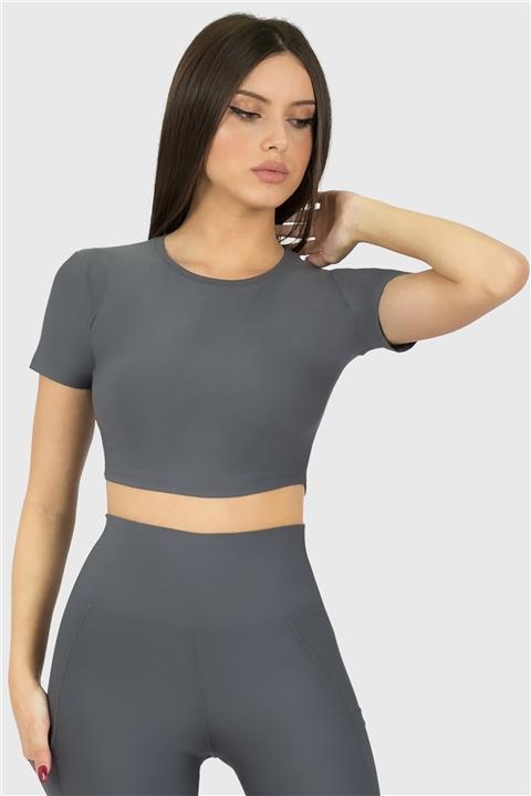 Superstacy Kadın Kısa Kol Spor Füme Crop Top