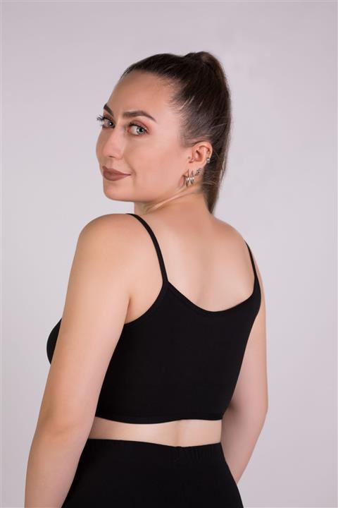 Roi Tekstil Kadın Siyah Ince Askılı  Spor Sütyeni