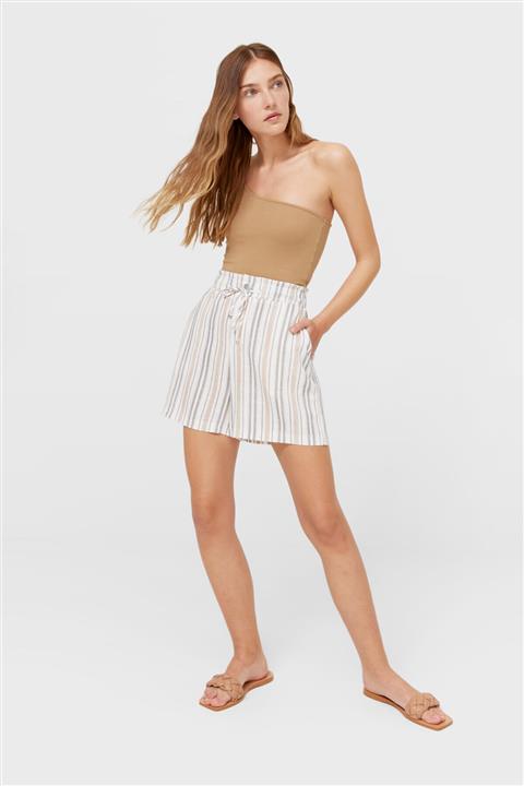 Stradivarius Dökümlü Soyut Desenli Şort