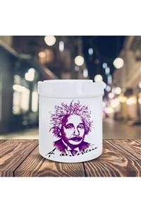 Asilmeydan Albert Einstein Silüeti Baskılı Küllük Seramik Kül Tablası-60091