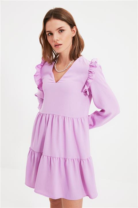 TRENDYOLMİLLA Lila Petite Büzgülü Elbise TWOAW22EL0762