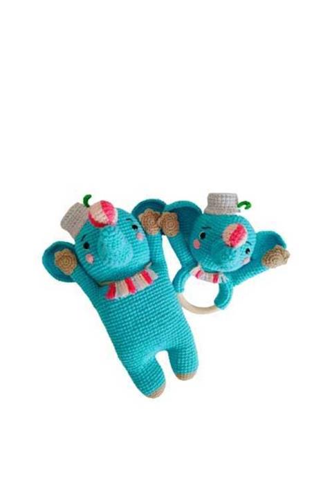 OYUNCAKPARK Mavi Fil Set Takımı Amigurumi Organik Oyuncak