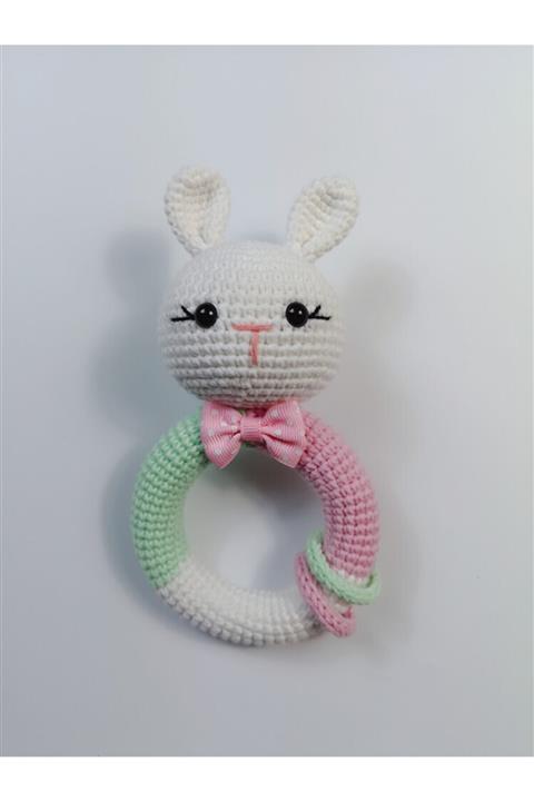 littleberrykids Kız Bebek Tavşan Tamtur Örgü Çıngırak Lbk02-pmb