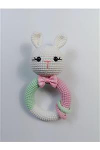 littleberrykids Kız Bebek Tavşan Tamtur Örgü Çıngırak Lbk02-pmb
