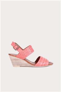 Bueno Shoes Bueno Turuncu Deri Kadın Dolgu Topuklu Sandalet