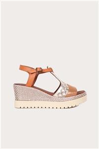 Bueno Shoes Kadın Taba  Dolgu Topuklu Sandalet