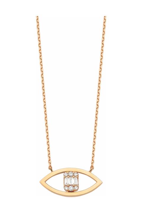 Murat Art Jewellery Baget Pırlantalı Göz Formlu Kolye  NN0416