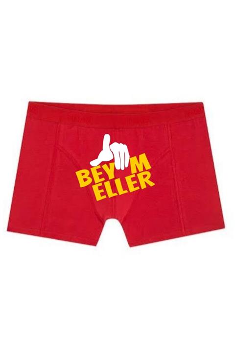 BoxerMasters Kırmızı Beyim Eller Yazılı Baskılı Boxer