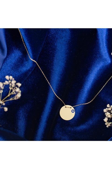 Arden Gold Kadın Nazar Boncuklu Plaka Altın Kolye