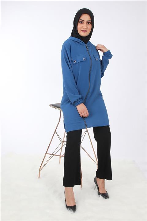 SARAMODEX Sr55004 Fermuarlı Cepli Kısa Ayrobin Kap Hırka