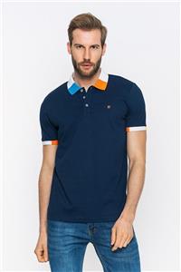 Felix Hardy Regular Fit, Lacivert, Yakası Çok Renkli, Turuncu Logo Detaylı, Kısa Kollu Polo T-shirt