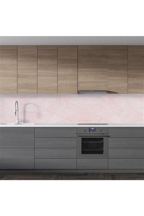 StickerArt Mutfak Tezgah Arası Folyo Fayans Kaplama Folyosu Pembe Mermer 60 X 300