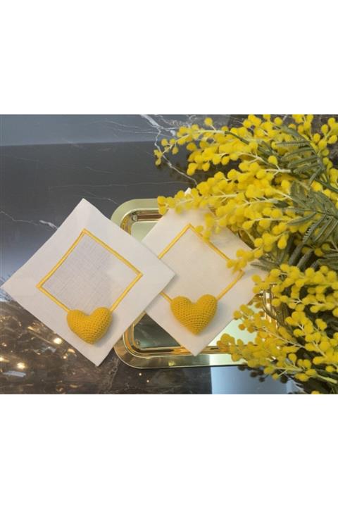 ELİTHOMEDEKOR Kalp Model Sarı Kokteyl Peçetesi 2li