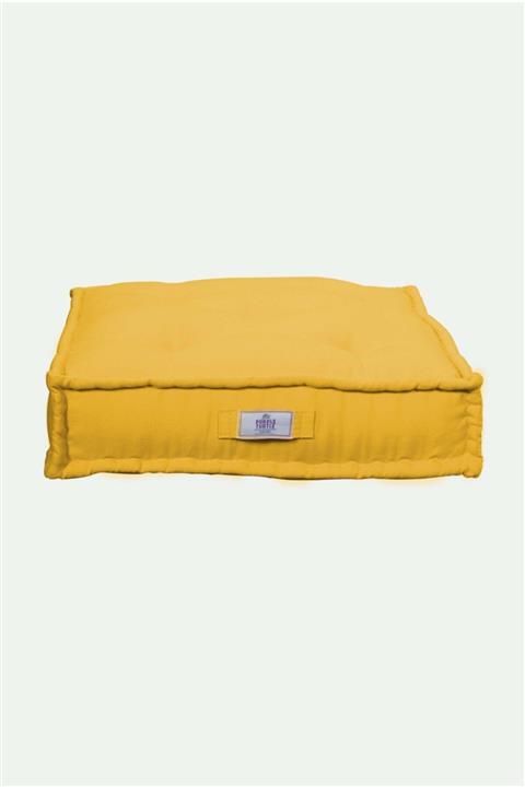 Purple Turtle Textile Fransız Tarzı Bisküvi Minder - El Yapımı Kapitone Puf Sarı