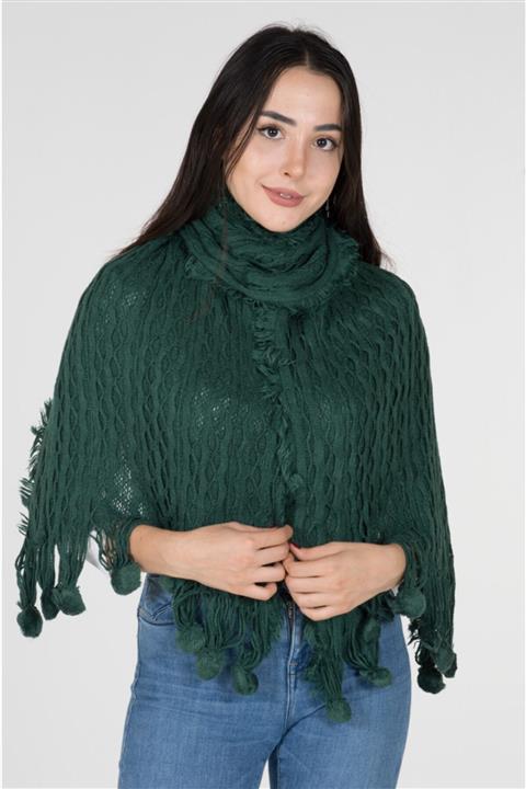 Hentley Kadın Yeşil Ponponlu Triko Atkı