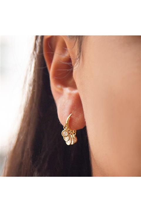 Myra Gold Sallantılı Taş Detayli Altın Halka Küpe