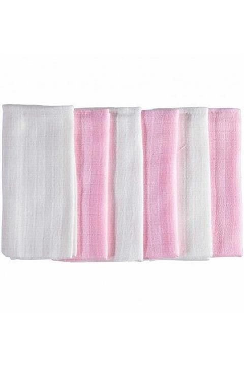 mycey Müslin Kumaş Ağız Bezi 6lı Set Pembe-beyaz
