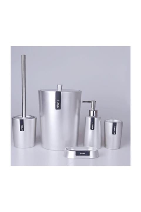 By Selim Troy 5 Parça Banyo Seti Gümüş