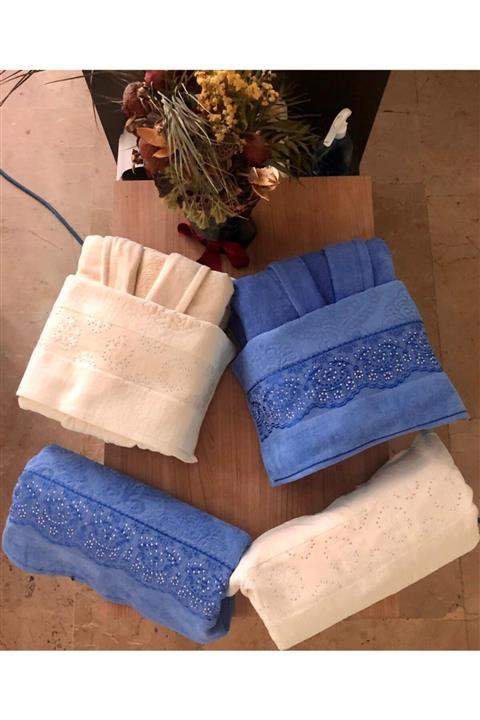 RESİNA Kadife Jakarlılüx Aile Bornoz Seti