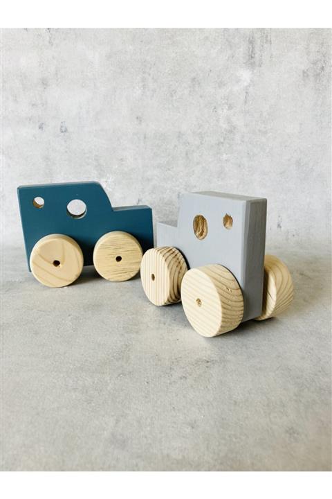 duruwoods Doğal Ahşap Montessori Araba 2'li