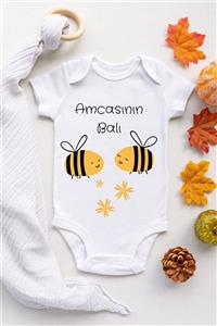 BabyLimon Amcasının Balı Desenli Kısa Kol Unisex Body