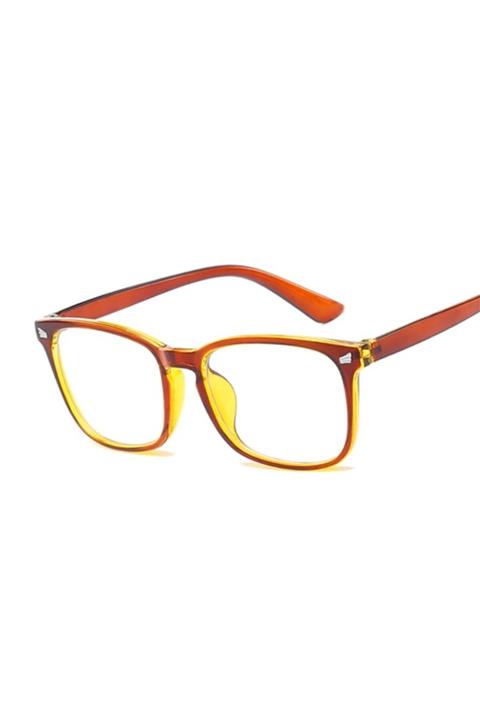 Bluoklight Mavi Işık Korumalı Dikdörtgen Retro Şeffaf Unisex Gözlük (kahverengi)