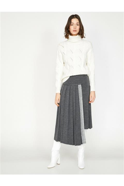 Koton Kadın Islemeli Triko Etek