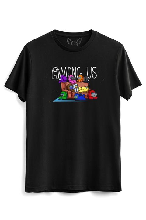 Alfa Tshirt Among Us Resimli Dijital Baskılı Siyah Tshirt