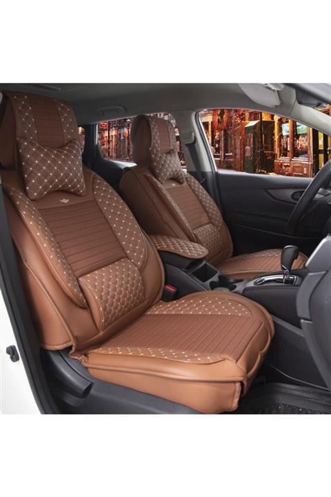 Stil Dacia Lodgy Lüks Deri Oto Koltuk Kılıfı Ön/arka Set Tarçın