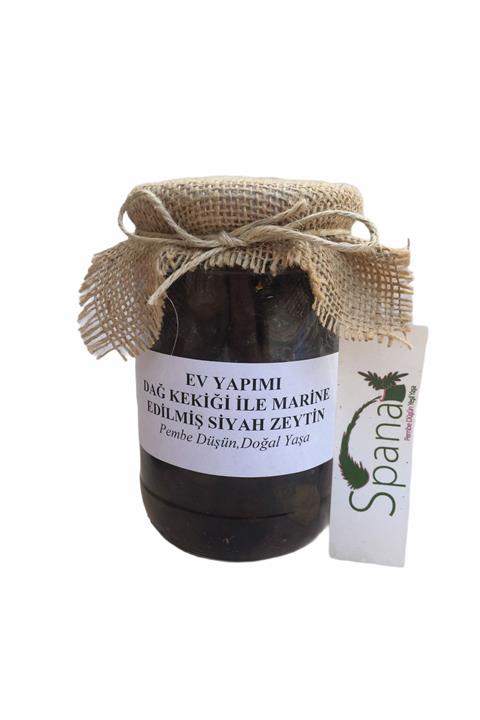 SPANA Dağ Kekiği Ile Marine Edilmiş Siyah Zeytin Ev Yapımı Katkısız 330 gr