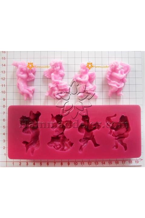 Pasta Silikon Melek Şeker Hamuru Sabun Kokulu Taş Kalıbı 4 Adet