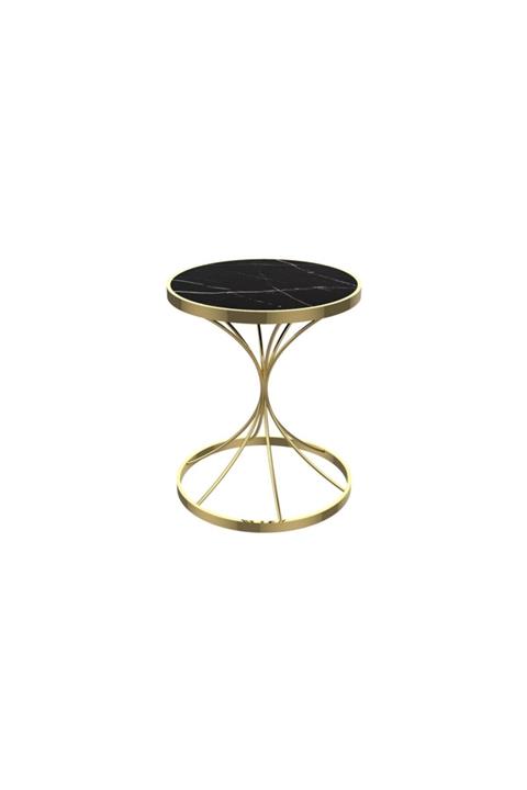 MAKSA Paetta Alexandrette Black Parlak Paslanmaz Titanyum Gold Yan Sehpa