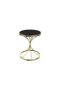 MAKSA Paetta Alexandrette Black Parlak Paslanmaz Titanyum Gold Yan Sehpa