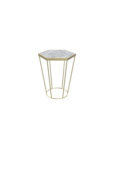 MAKSA Belisencia Carrara White Satine Pirinç Yan Sehpa