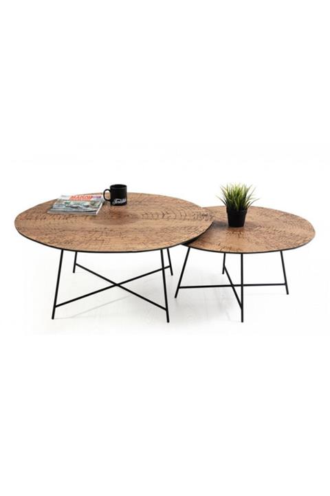 BEKALIVING Vayra Ahşap Ikili Sehpa Modern Zigon Nordic Yan Sehpa Minimal 2 Li Sehpa Takımı