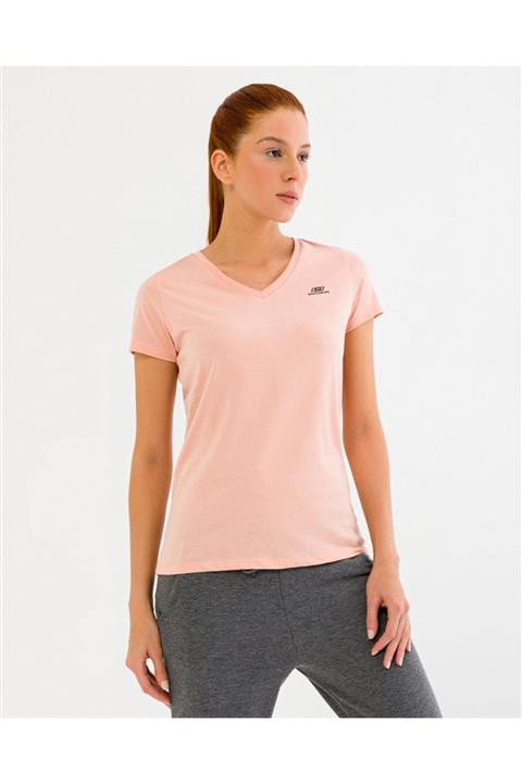 SKECHERS Graphic Tee's W OLK Basic V Neck T-Shirt Kadın Pembe Tshirt